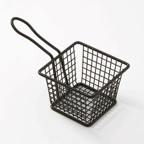 American Metalcraft FRYB443 4 in Square Black Mini Fry Basket