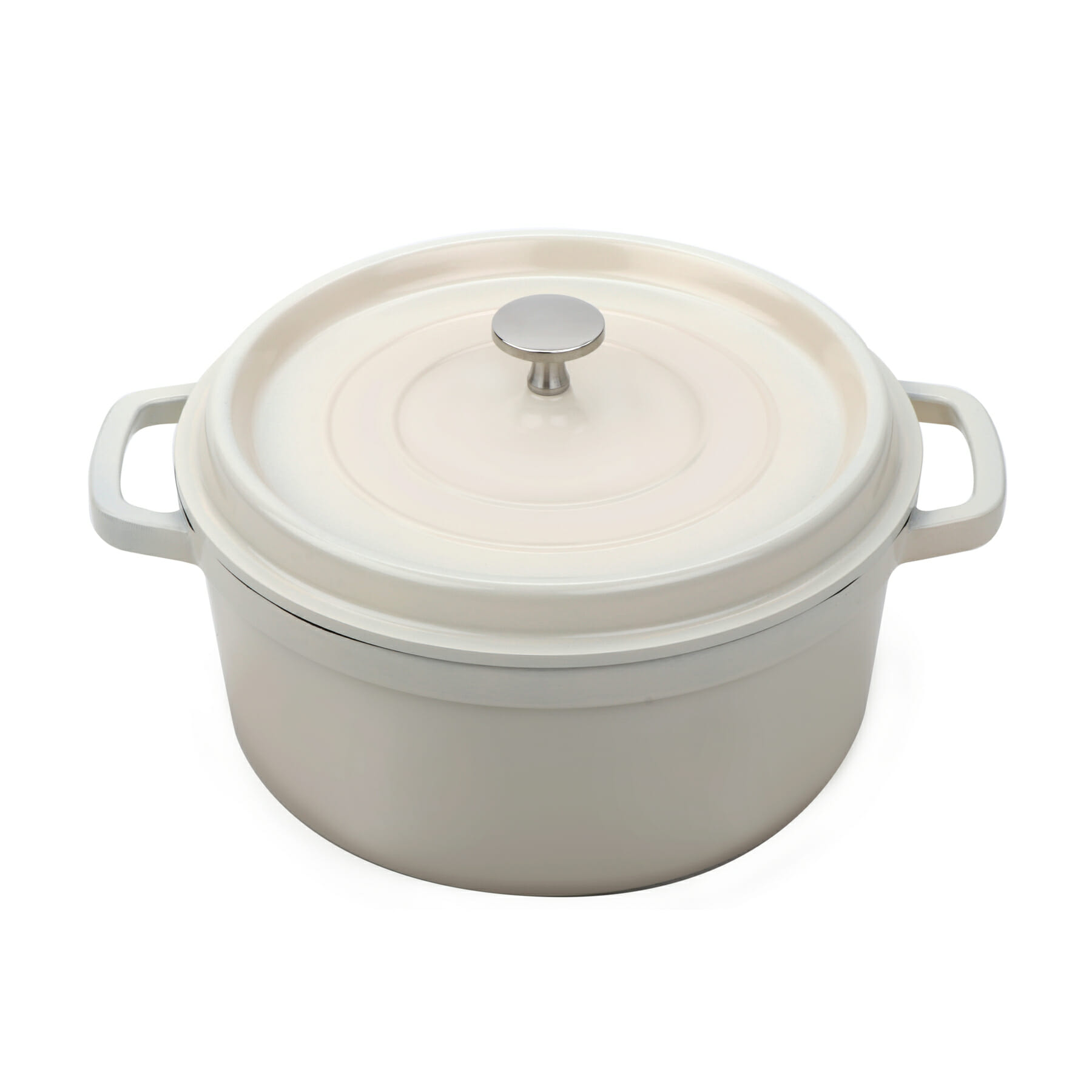 G.E.T. Enterprises CA-012-AWH/BK/CC Heiss 4-1/2 Qt. Round Antique White with Black Interior Cast Aluminum Induction Ready Dutch Oven with Lid