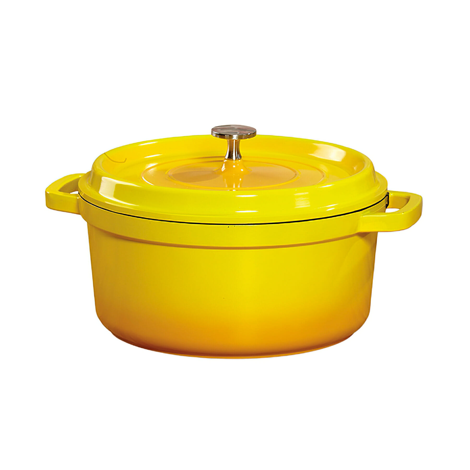 G.E.T. Enterprises CA-012-Y/BK/CC Heiss 4-1/2 Qt. Round Yellow with Black Cast Aluminum Induction Ready Dutch Oven with Lid