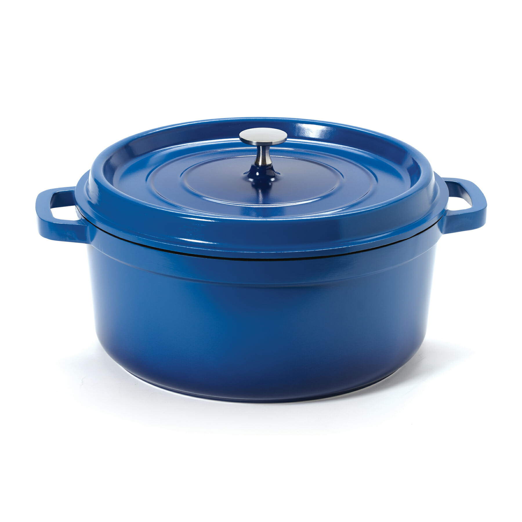 G.E.T. Enterprises CA-006-CB/BK/CC Heiss 6-1/2 Qt. Round Blue Cast Aluminum Induction Ready Dutch Oven with Lid