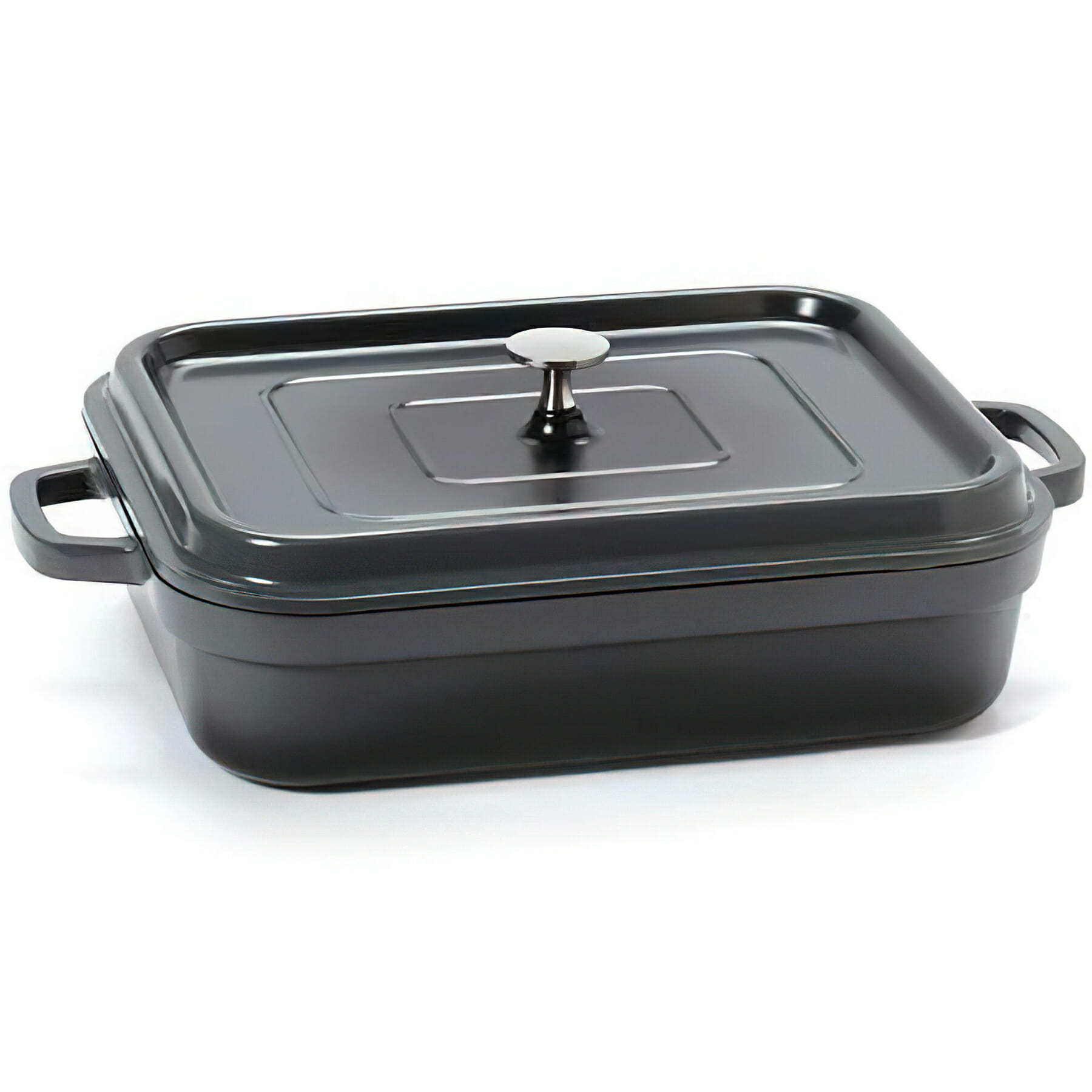 G.E.T. Enterprises CA-017-GR/BK/CC Heiss 7-1/2 Qt. Rectangular Green with Black Interior with Clear Coat Cast Aluminum Induction Ready Roaster with Lid