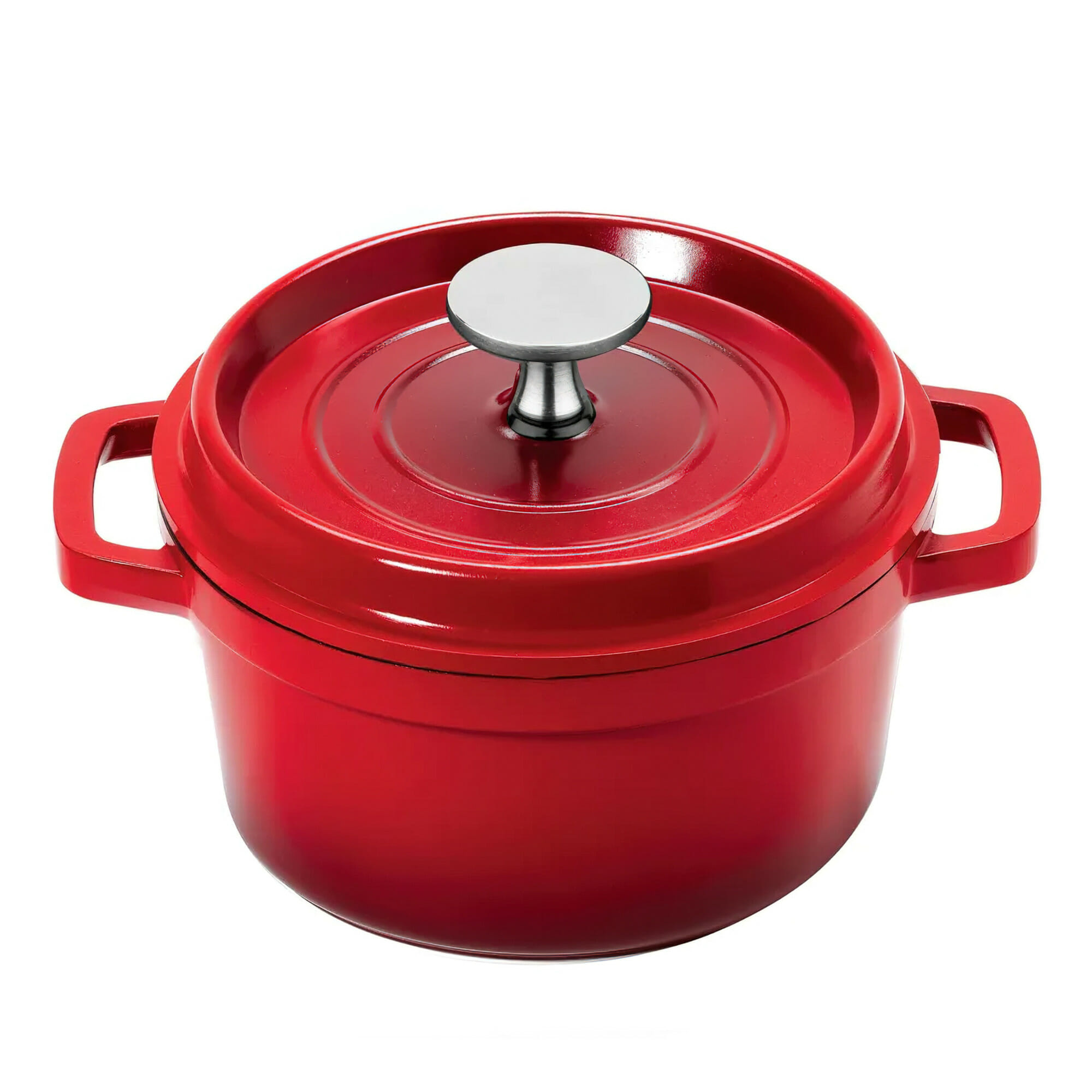 G.E.T. Enterprises CA-013-R/BK/CC Heiss 24oz. Round Red Cast Aluminum Induction Ready Dutch Oven with Lid