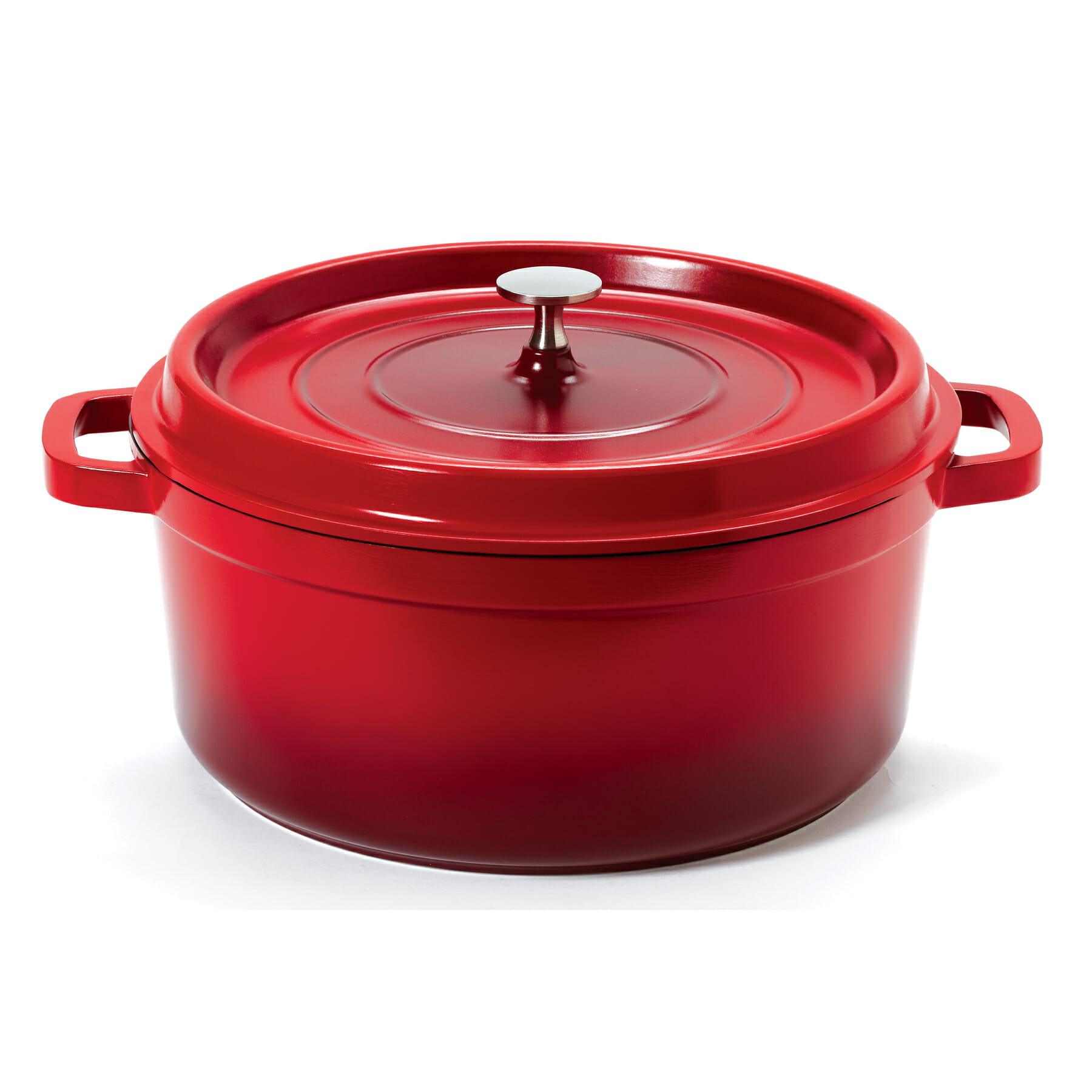 G.E.T. Enterprises CA-006-R/BK/CC Heiss 6-1/2 Qt. Round Red Cast Aluminum Induction Ready Dutch Oven with Lid