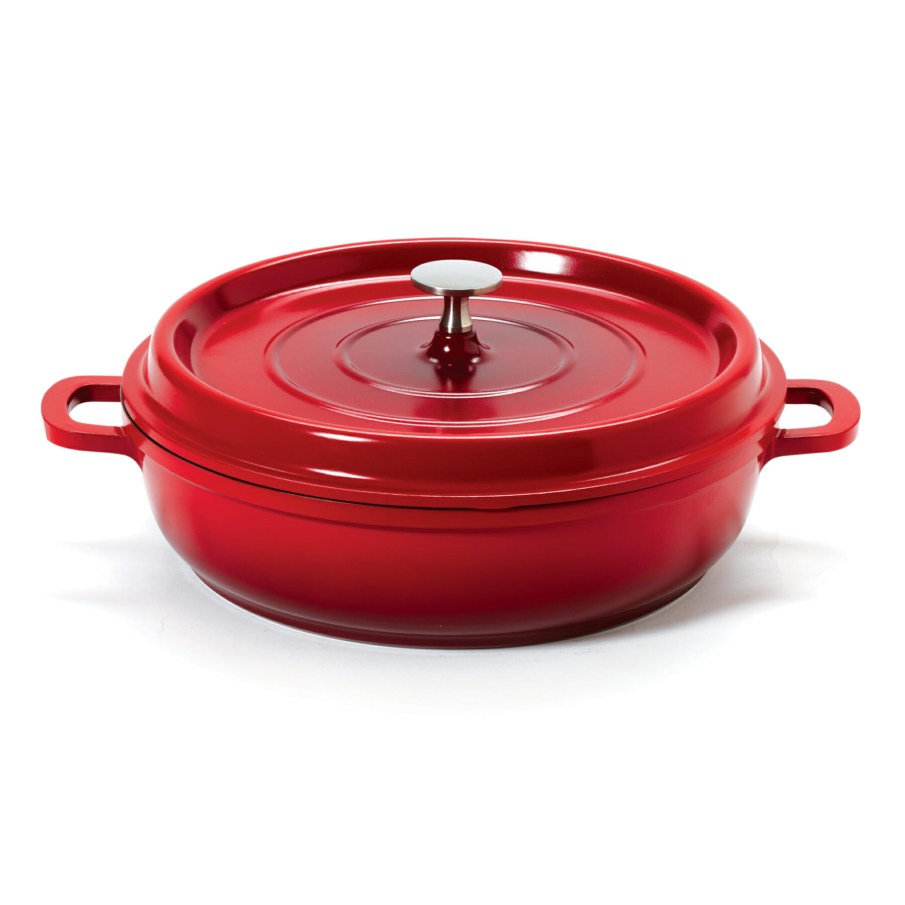 G.E.T. Enterprises CA-005-R/BK/CC Heiss 3 Qt. Round Red Cast Aluminum Induction Ready Braiser with Lid