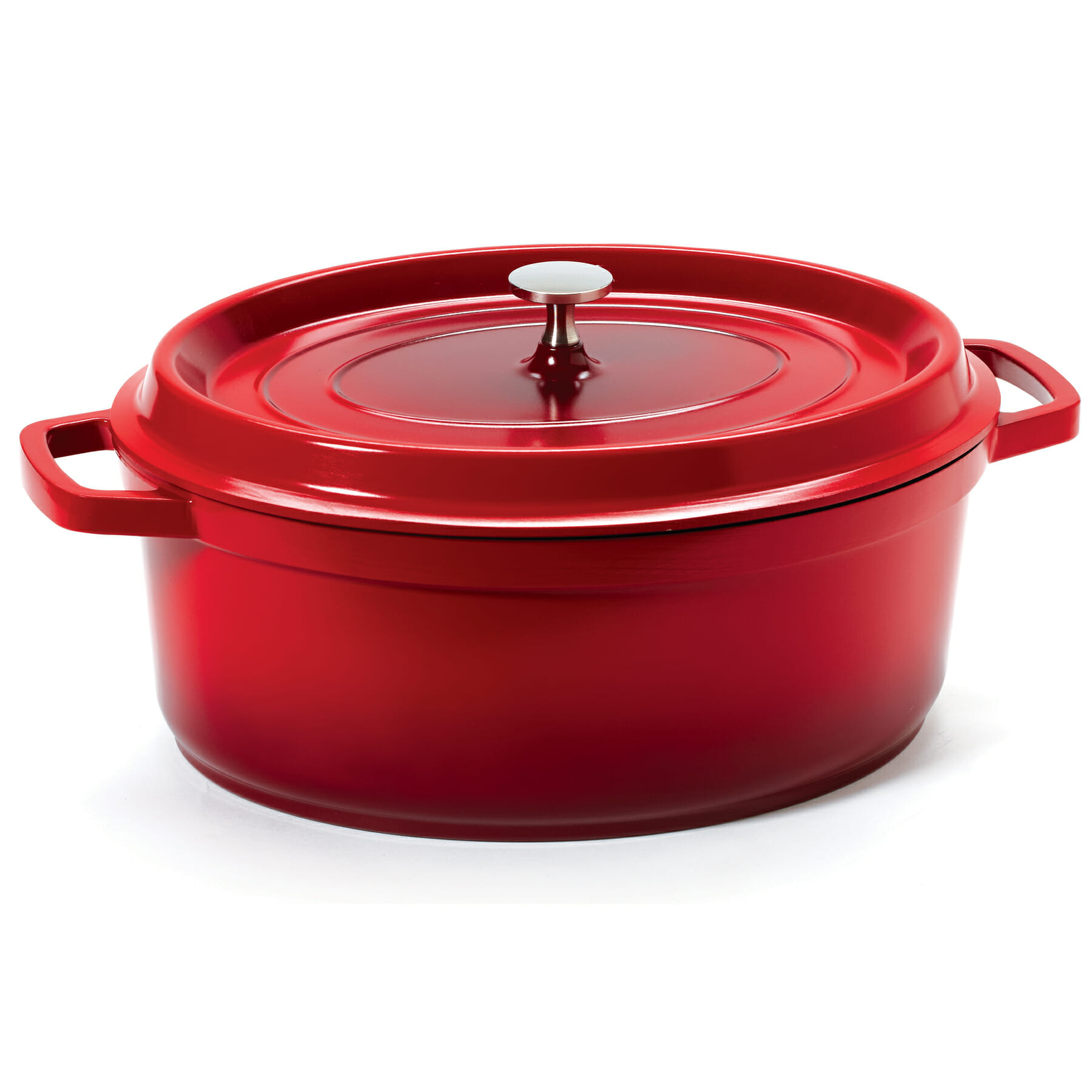 G.E.T. Enterprises CA-007-R/BK/CC Heiss 6-1/2 Qt. Oval Red Cast Aluminum Induction Ready Dutch Oven with Lid