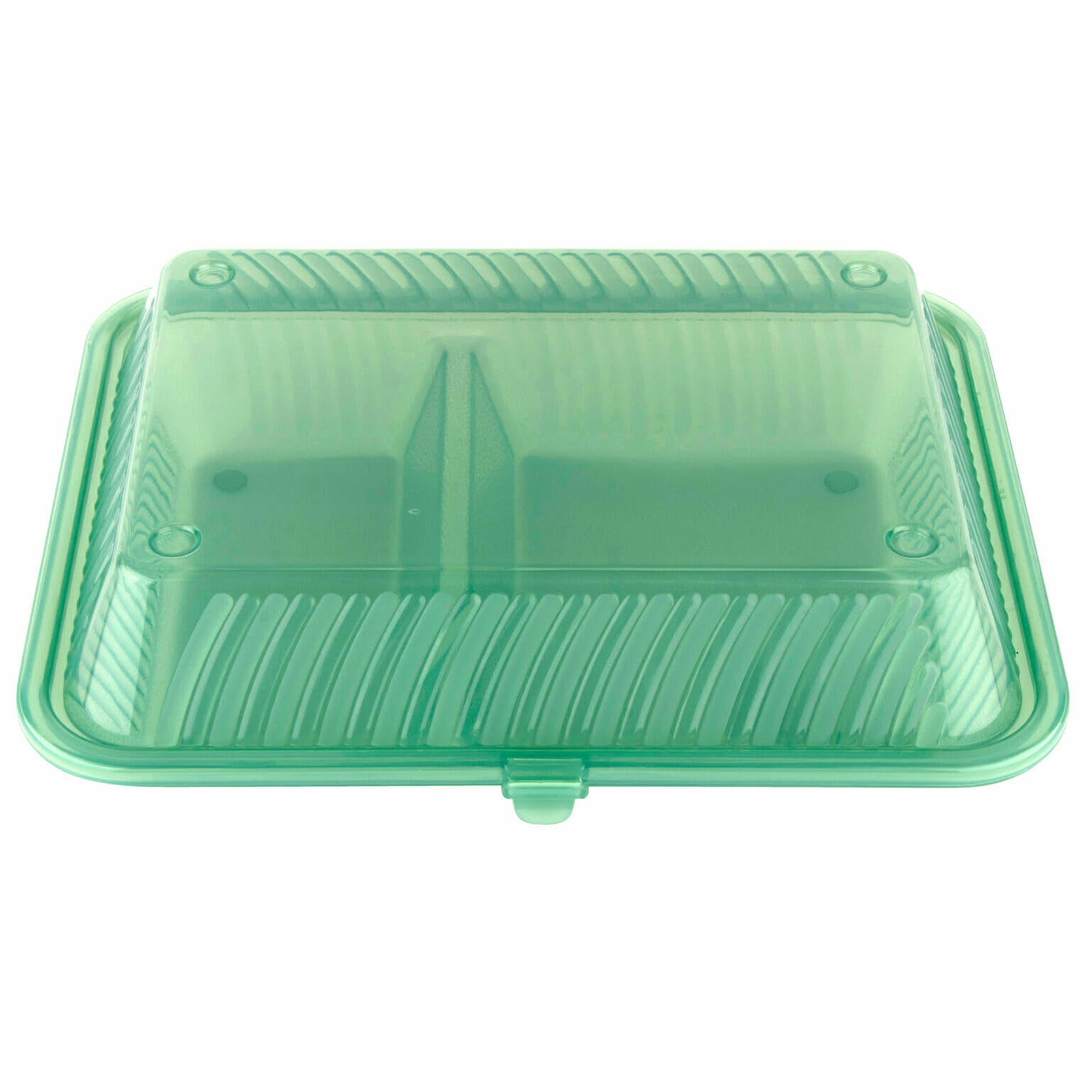 G.E.T. Enterprises EC-15-2-JA 2-Compartmant Polypropylene, Jade, Food Reusable Container with Snap Closure, 10" L x 8" W x 3" H Reusable Takeout Container