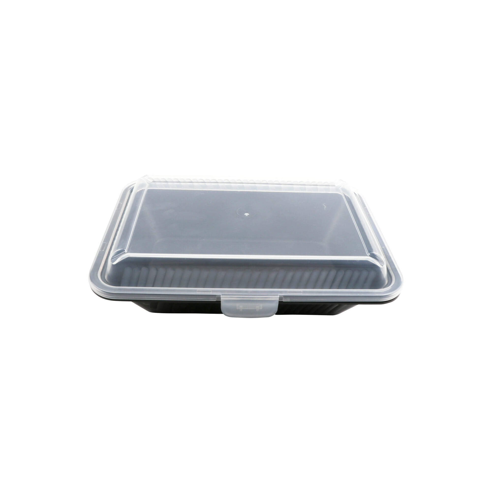 G.E.T. Enterprises EC-11-2X-BK/CL Half Size, Polypropylene, Black/Clear, Food Reusable Container, 9" L x 6.5" W x 2.75" H Reusable Takeout Container