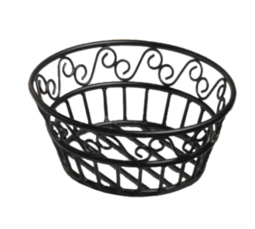 American Metalcraft BLSB80 8" Round Black Wire Bread Basket