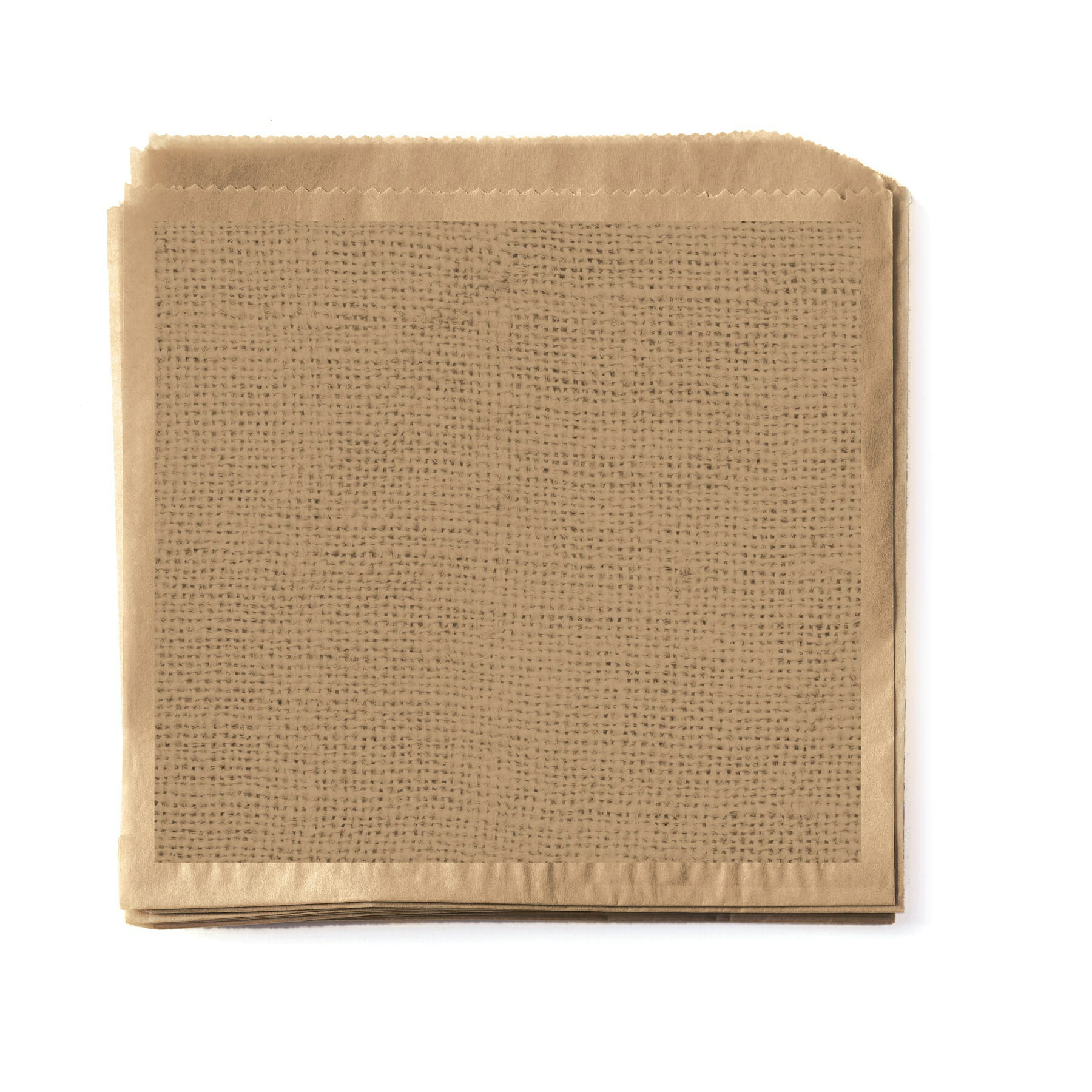 Clipper Mill by G.E.T. P-BUR-77-BR 7" x 7" Food-Safe Double-Open Bag / Wire Cone Basket Liner / Burlap on Brown Paper, 2000 pieces./cs.