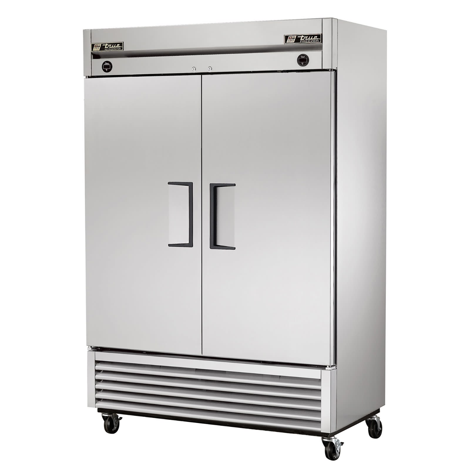 True T-49DT-HC 54" Reach-In Two Section Solid Swing Door Dual Temperature Refrigerator / Freezer, Silver