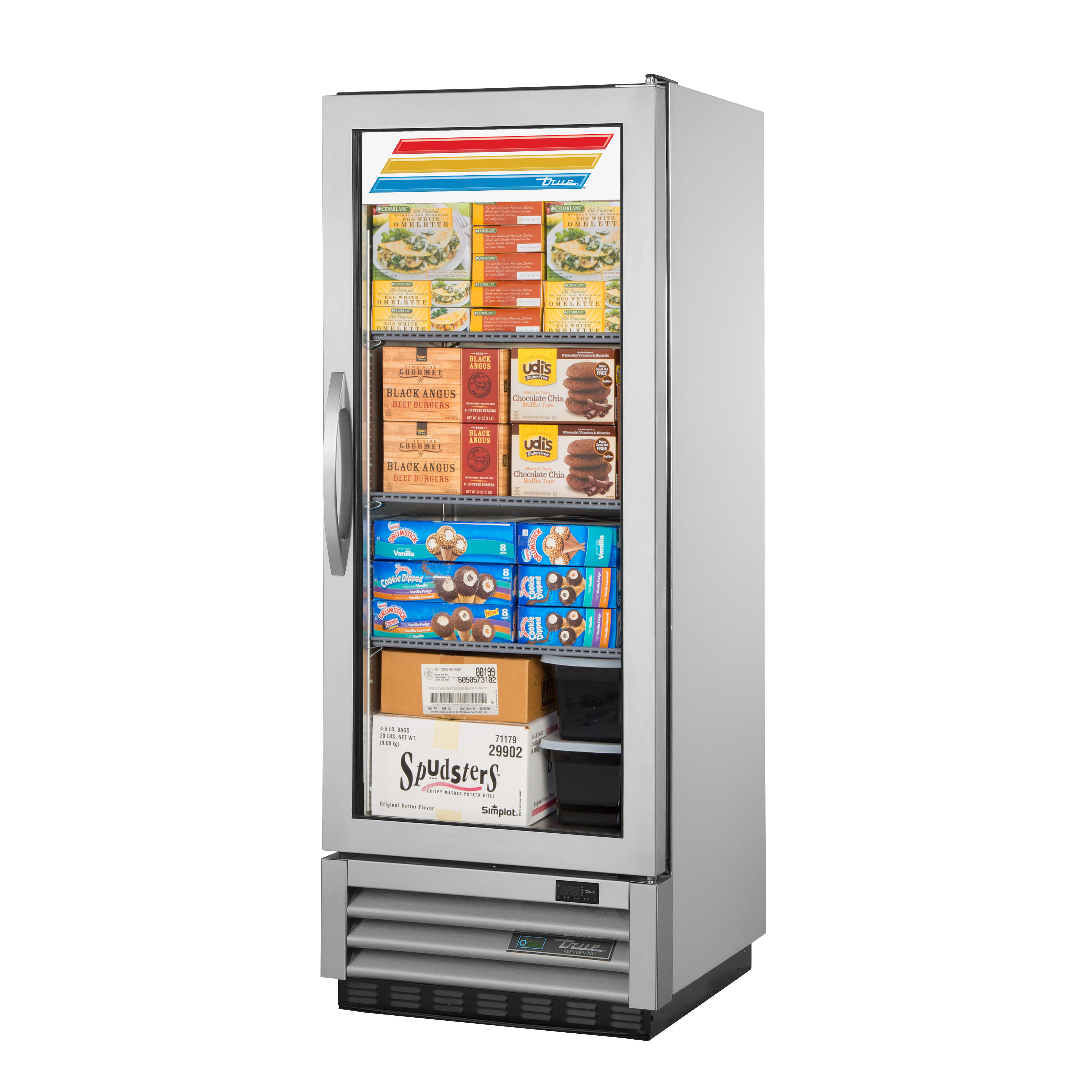 True T-12FG-HC~FGD01 24 7/8" One Section Display Freezer w/ Swing Door - Bottom Mount Compressor, Stainless/Aluminum