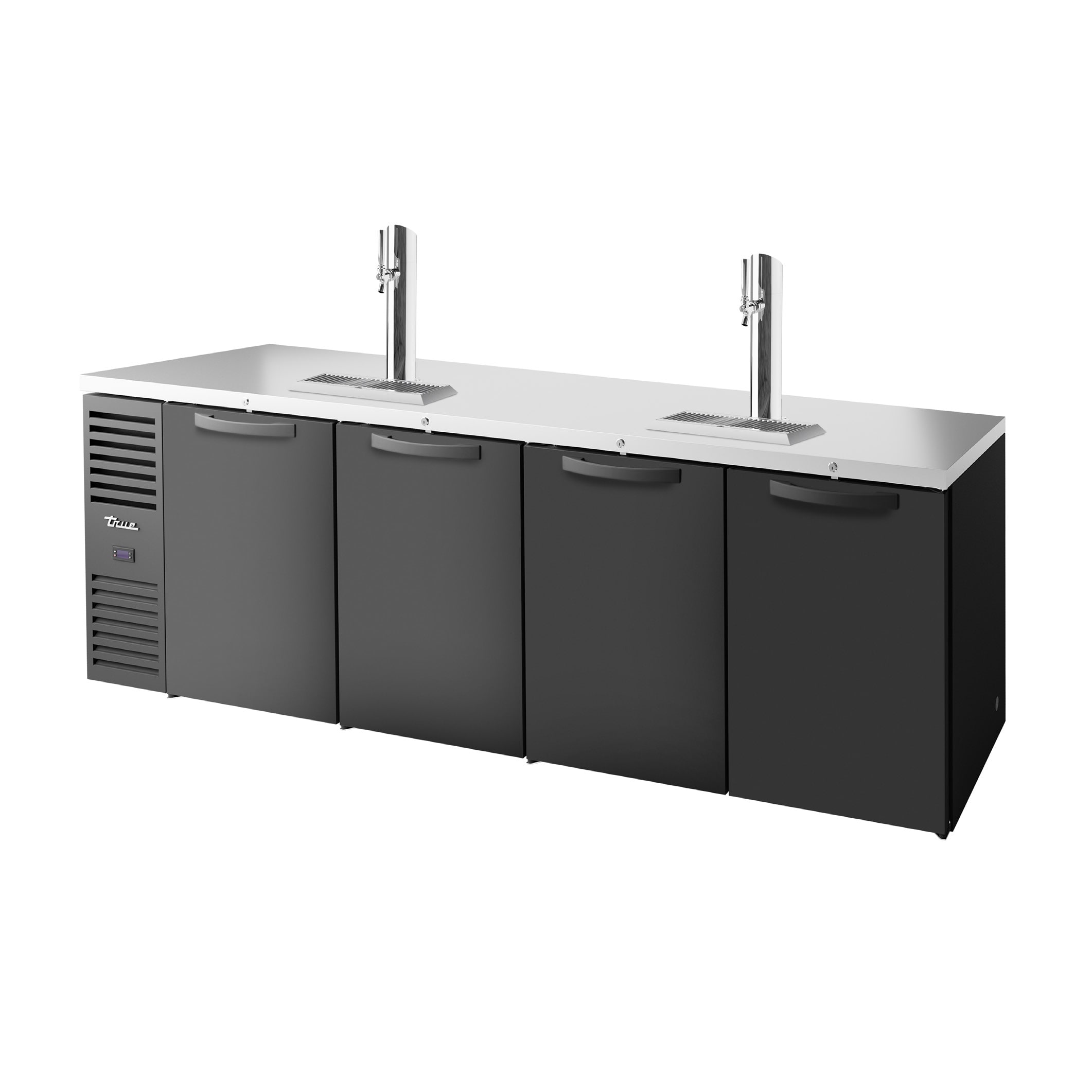 True TDR108-RISZ1-L-B-SSSS-1 108" Four Solid Door Reach-In Refrigerated Draft Bar Cooler
