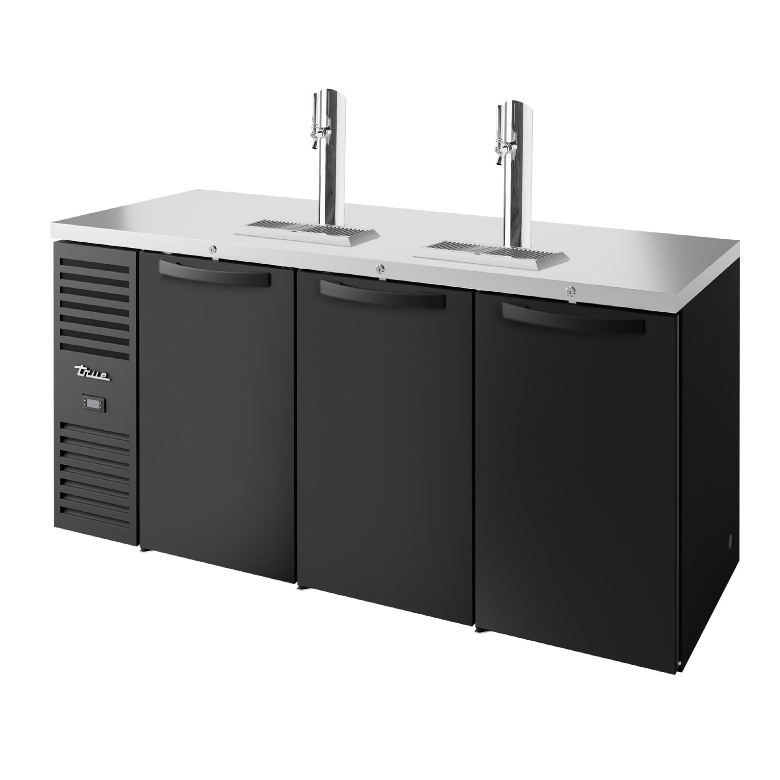 True TDR84-RISZ1-L-B-SSS-1 84" Three Solid Door Reach-In Refrigerated Draft Bar Cooler