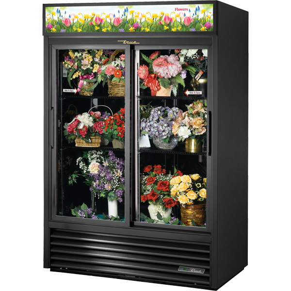 True GDM-47FC-HC-LD 54 1/8" Two Glass Slide Door Refrigerated Floral Case