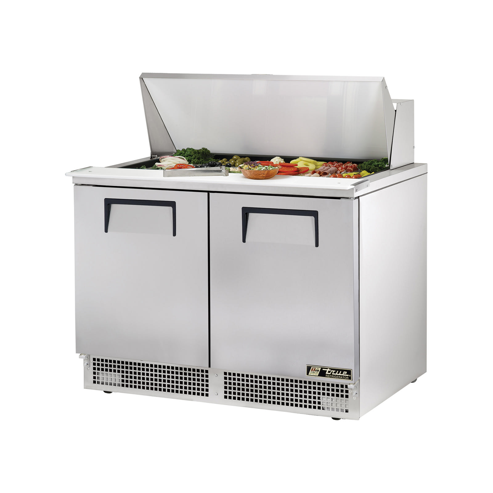 True TFP-48-18M-HC 48" Food Prep Table With Two Solid Door Refrigerated Base