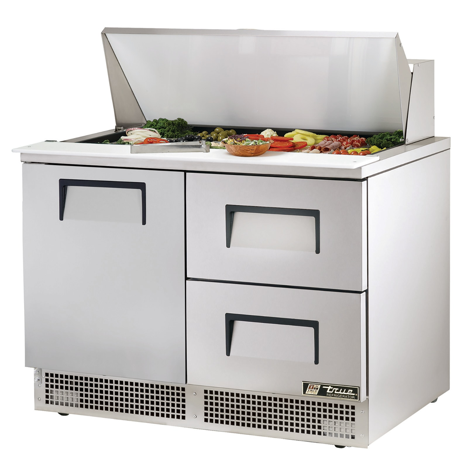 True TFP-48-18M-HC-D-2 48" Food Prep Table With Two Drawer And One Solid Refrigerated Base