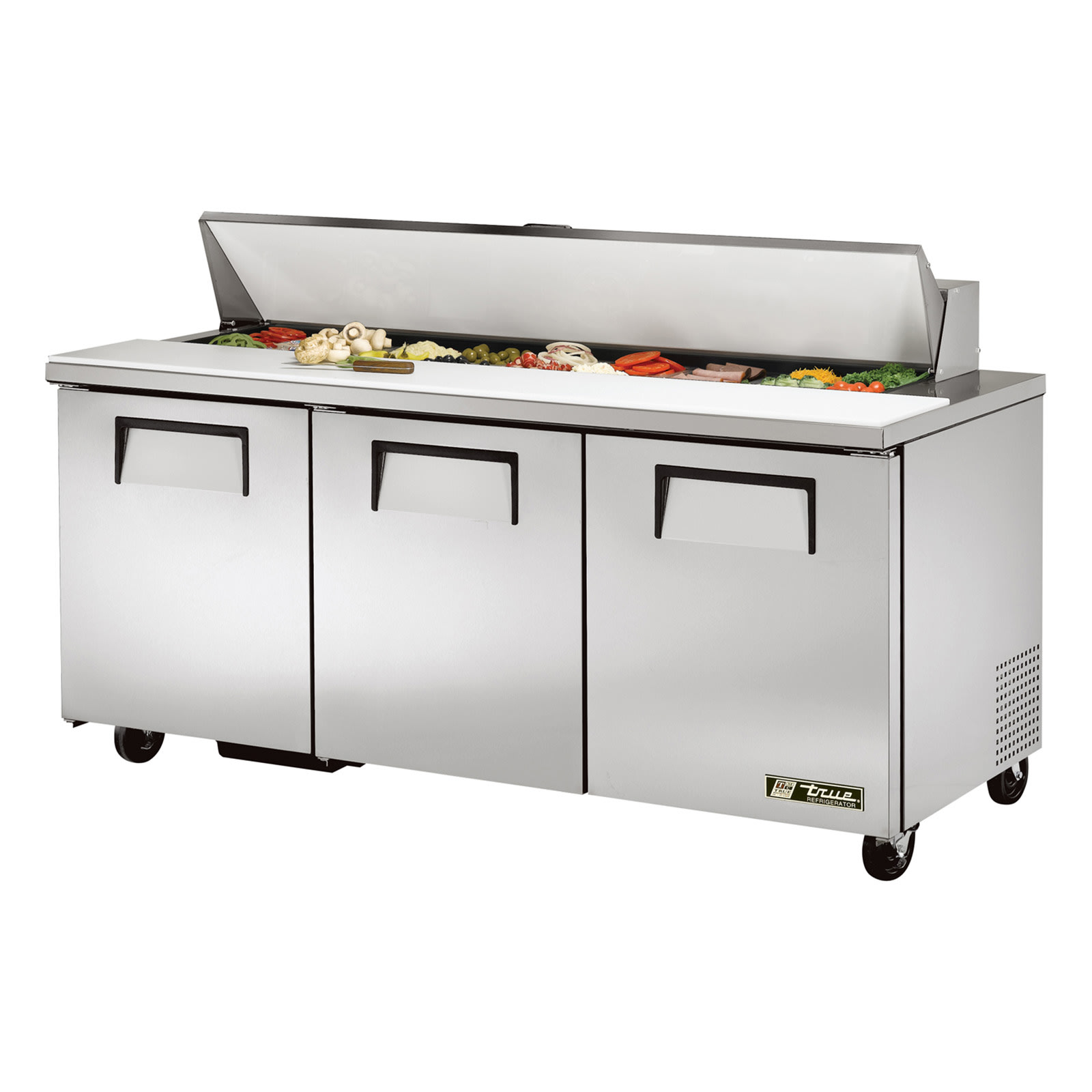 True TSSU-72-18-HC 72" Sandwich/Salad Prep Table With Three Door Refrigerated Base