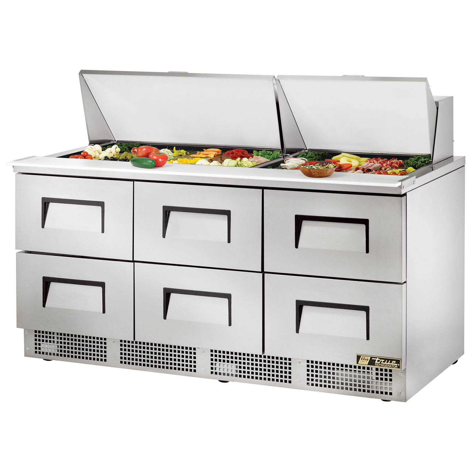 True TFP-72-30M-HC-D-6 72" Food Prep Table With Six Drawer Refrigerated Base