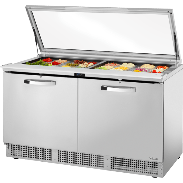 True TFP-64-24M-FGLID-HC~SPE 64" Sandwich/Salad Prep Table w/ Refrigerated Base, Silver
