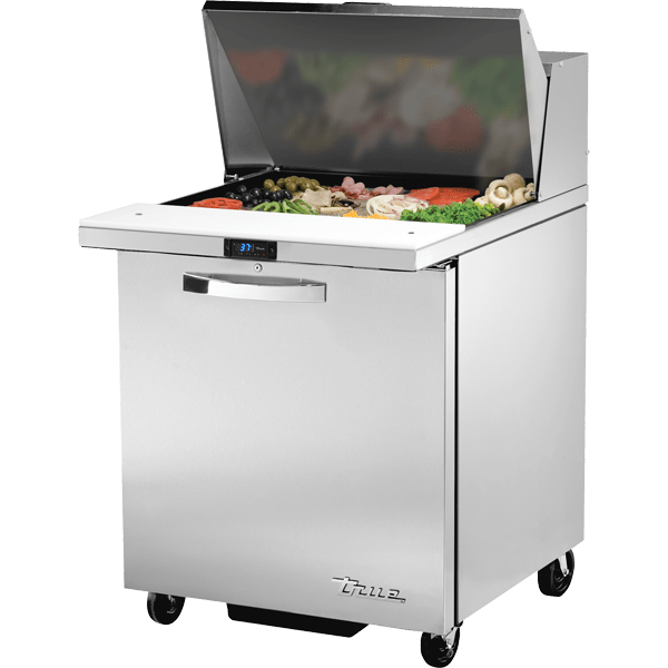 True TSSU-27-12M-C-HC~SPEC3 27" Mega Top Sandwich/Salad Prep Table w/ Refrigerated Base, Silver