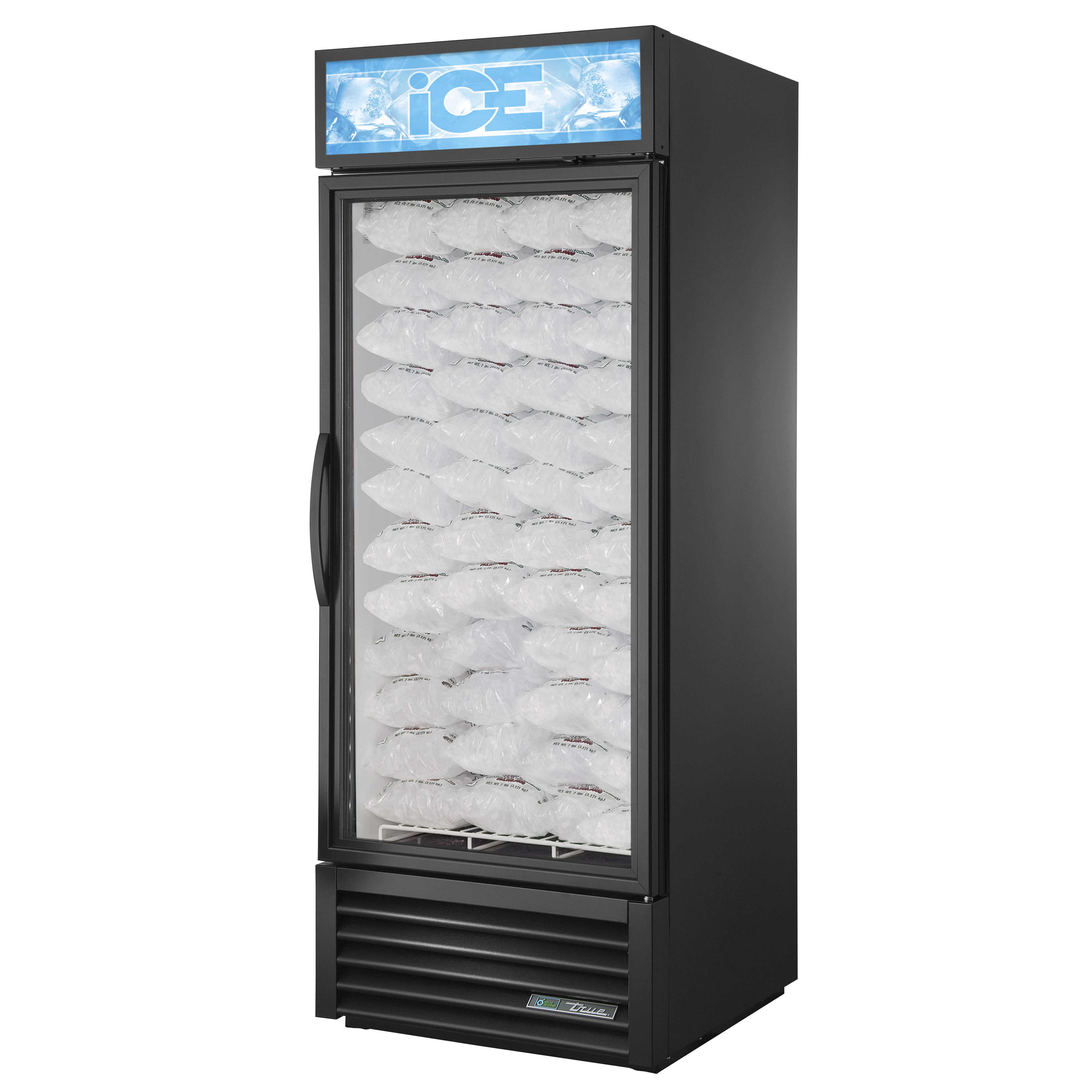 True GDIM-26NT-HC~TSL01 Glass Door Ice Merchandiser with LED Lighting, Black