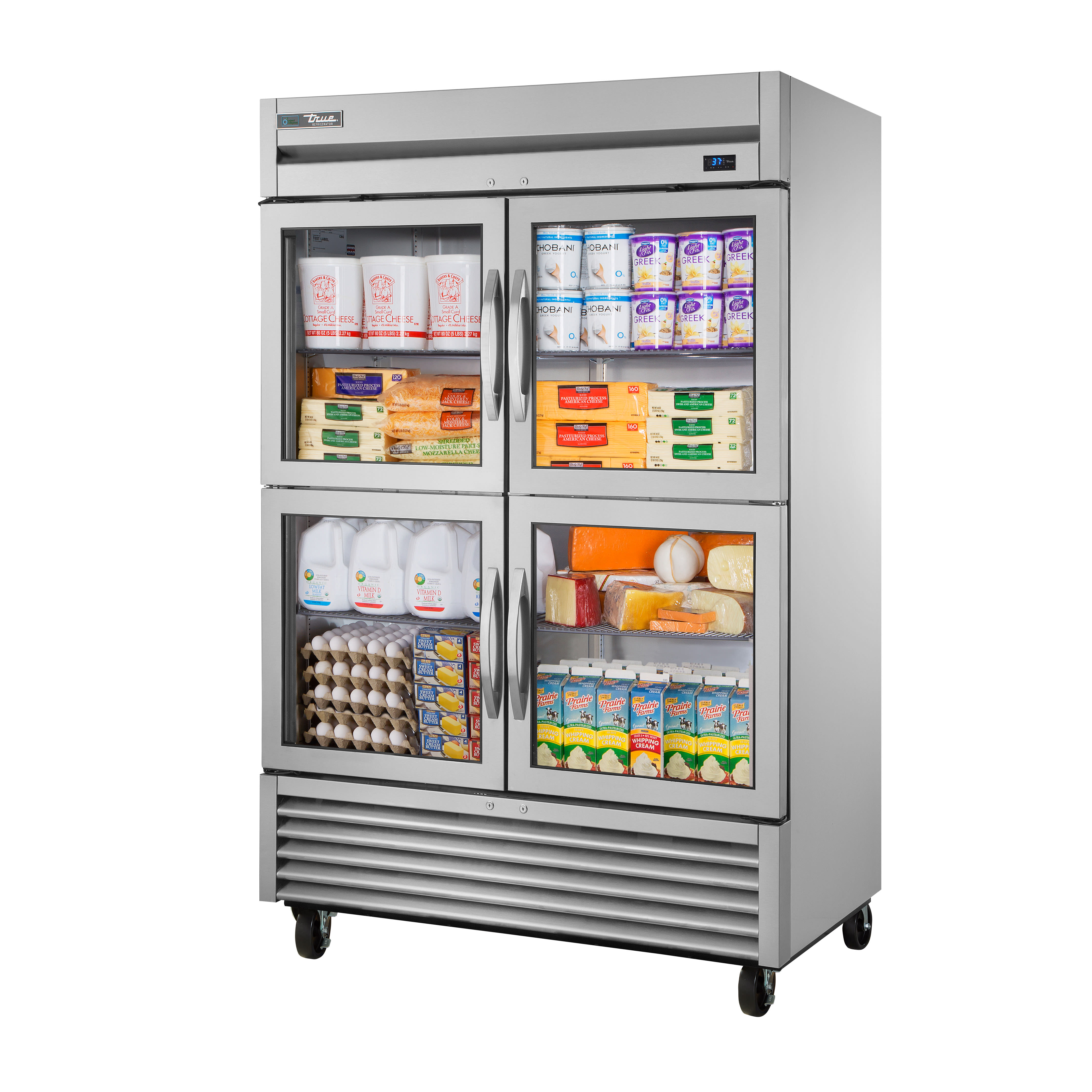 True TS-49G-4-HC~FGD01 54 1/10" Stainless Steel Two Section Reach-In Refrigerator, Silver