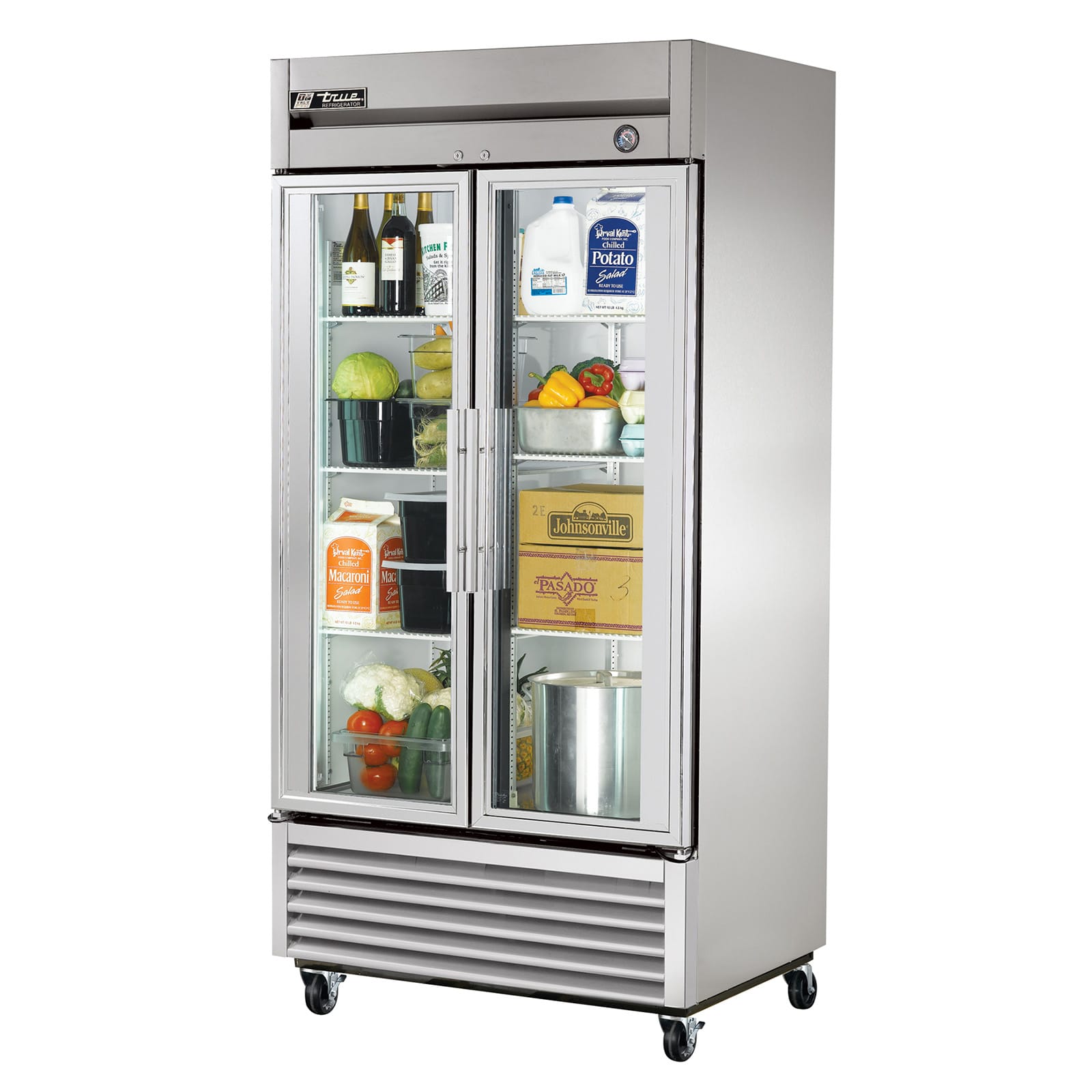 True T-35G-HC~FGD01 39 3/5" Reach-In Two Section Framed Glass Swing Door Refrigerator, Silver