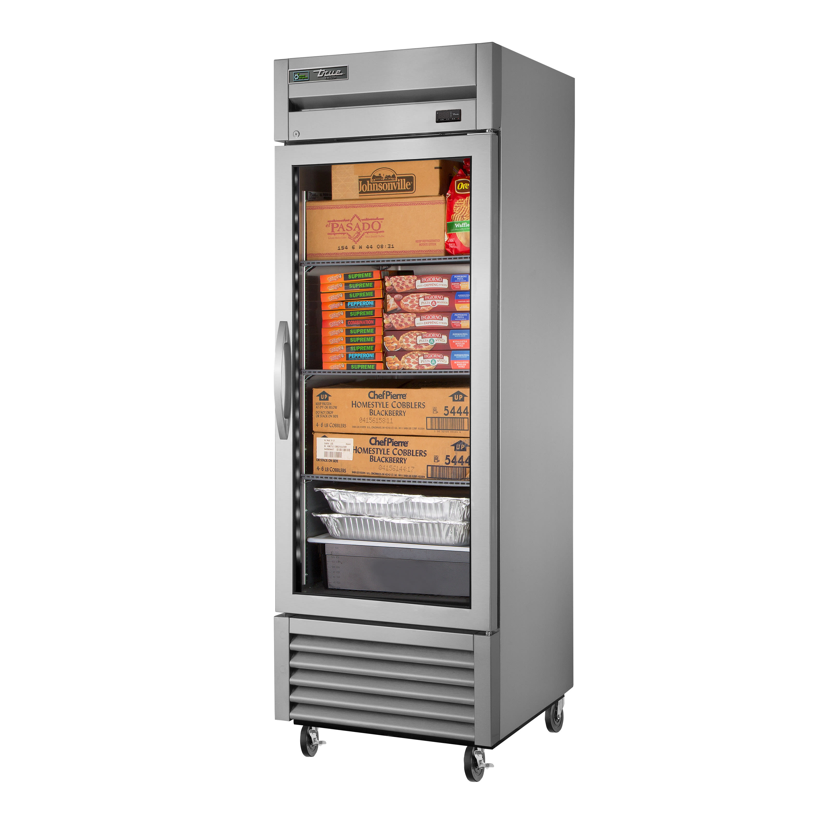 True T-23FG-HC~FGD01 27" Stainless Steel Reach-In Framed-Glass Swing Door -10˚F Freezer with hydrocarbon Refrigerant, Silver