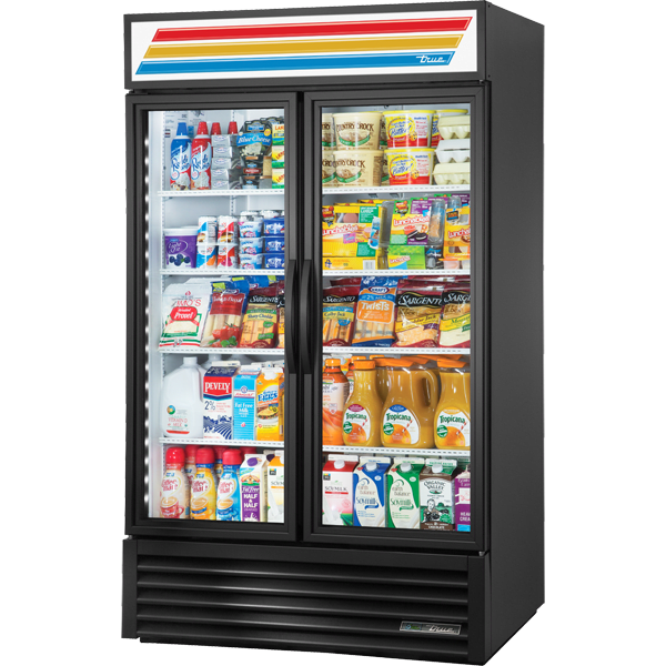 True GDM-43-HC~TSL01 47" Two Section Glass Door Merchandiser, Black