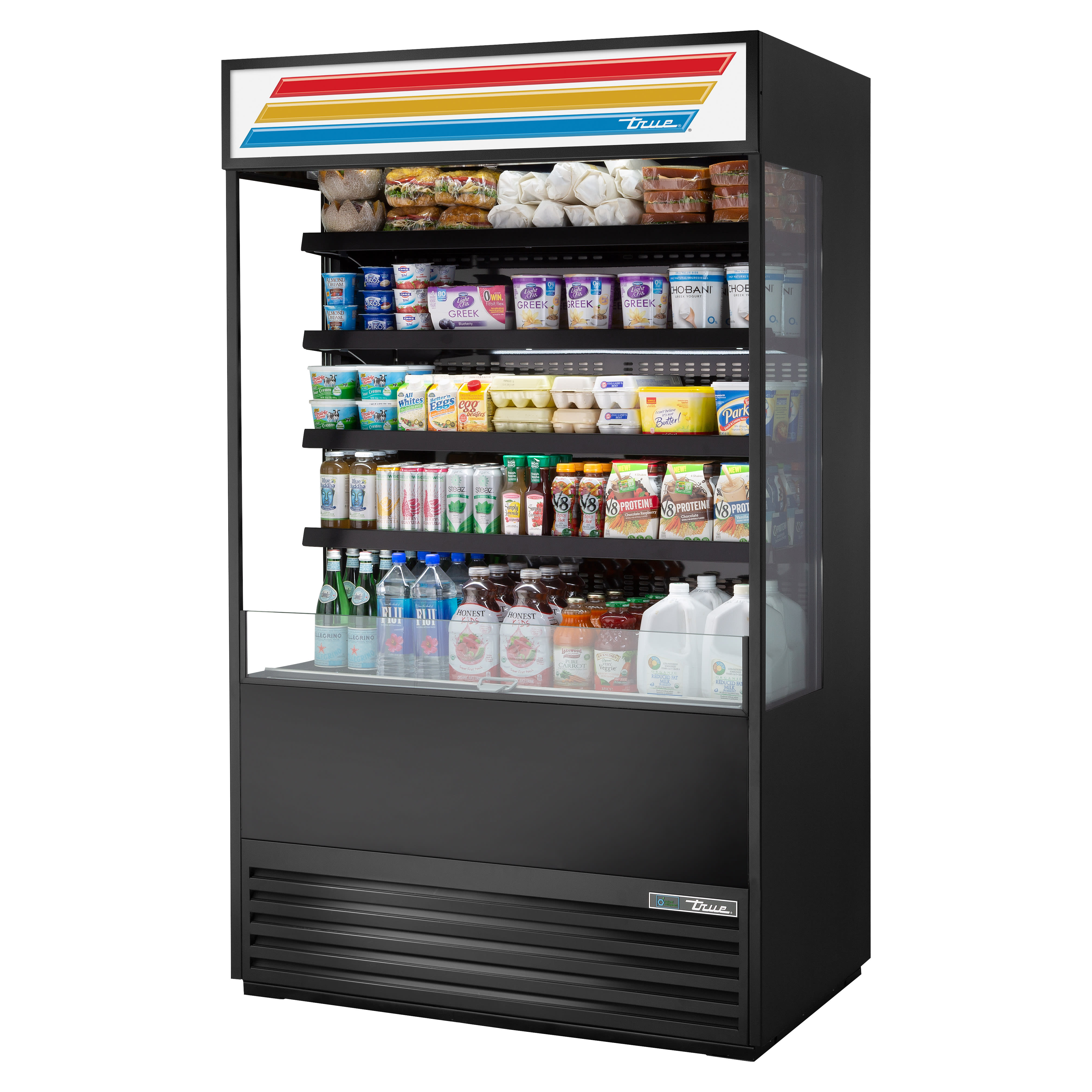 True TOAM-48GS-HC~TSL01 48" Vertical Open Air Cooler w/ (5) Levels, Black