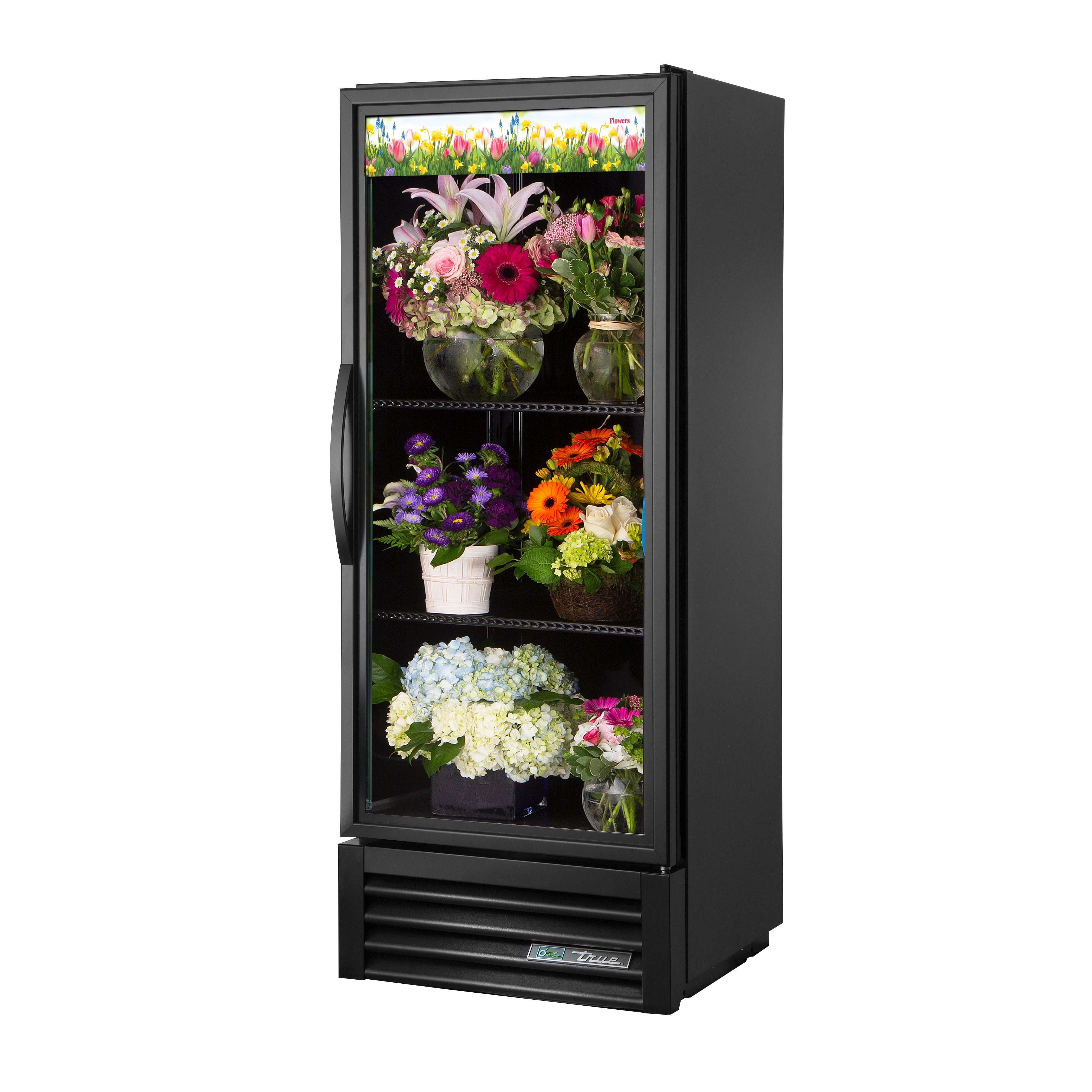 True GDM-12FC-HC~TSL01 1 Section Floral Cooler w/ Swinging Door, Black
