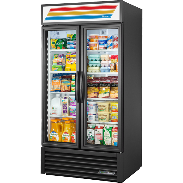 True GDM-35-HC~TSL01 40" Two Section Glass Door Merchandiser, Black