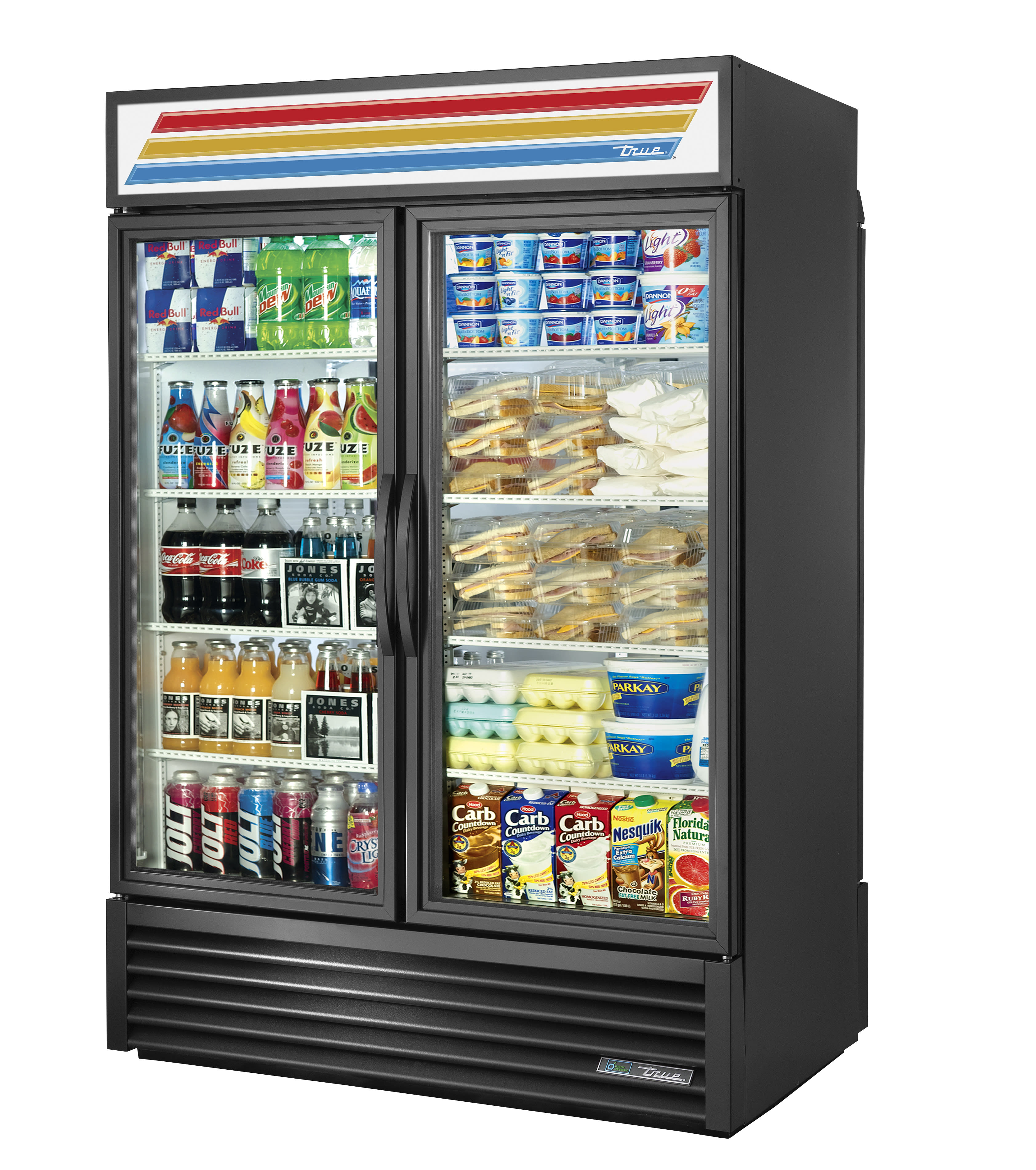 True GDM-49RL-HC~TSL01 54" Glass Swing Door Rear Load Refrigerated Merchandiser, Black