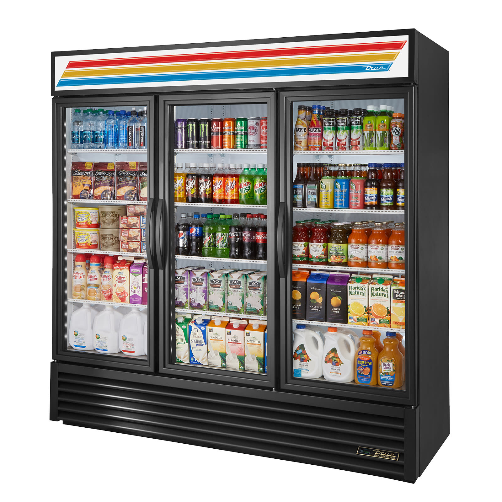 True GDM-72-HC~TSL01 78" Three Section Glass Door Merchandiser, Black