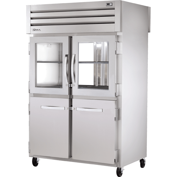 True STG2RPT-2HG/2HS-2G-HC 52 3/5" Two Section Pass Thru Refrigerator, Silver