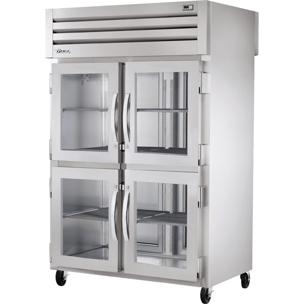 True STG2RPT-4HG-2S-HC 52 3/5" Two Section Pass Thru Refrigerator, Silver