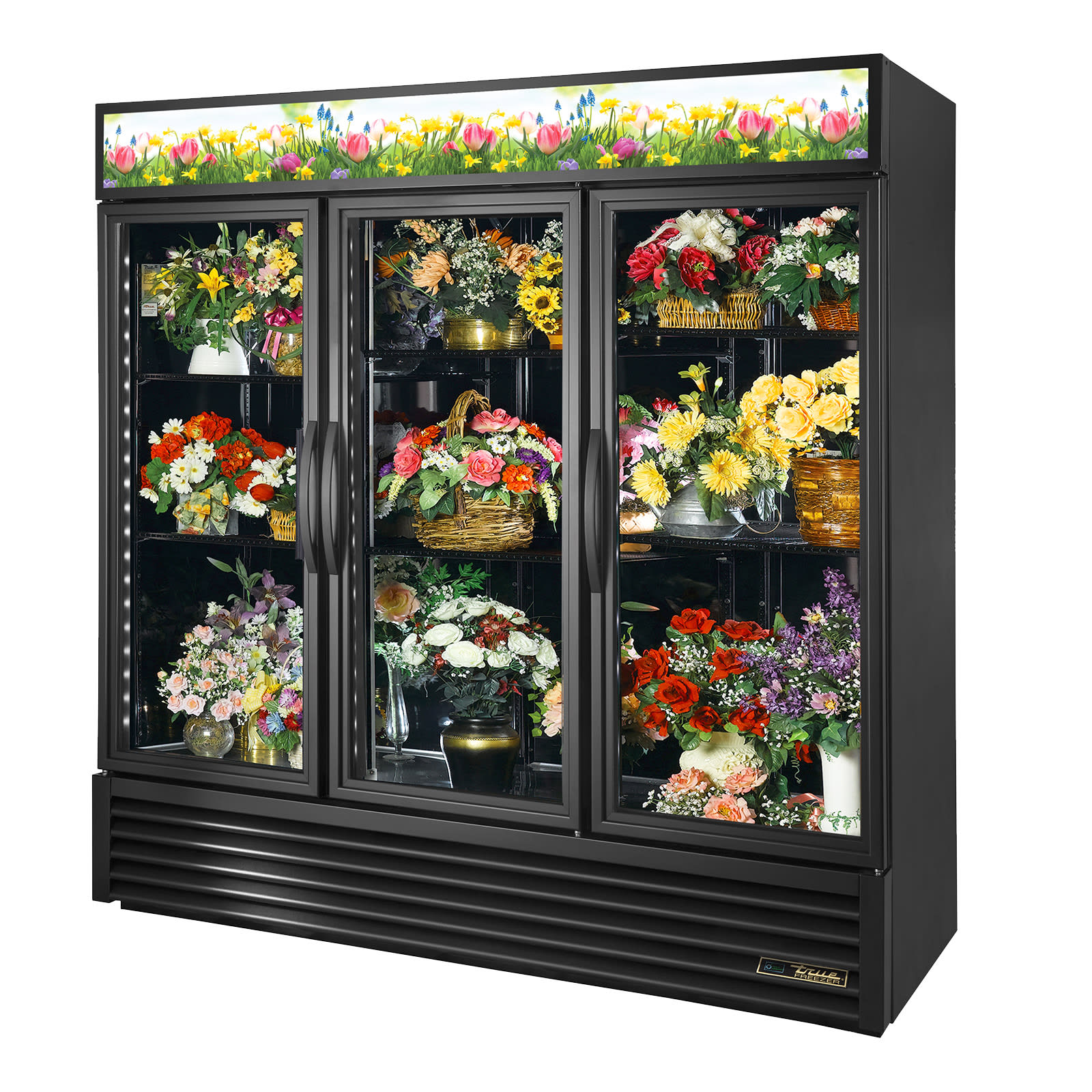 True GDM-72FC-HC~TSL01 Three Section Floral Merchandiser Black Powder Coated