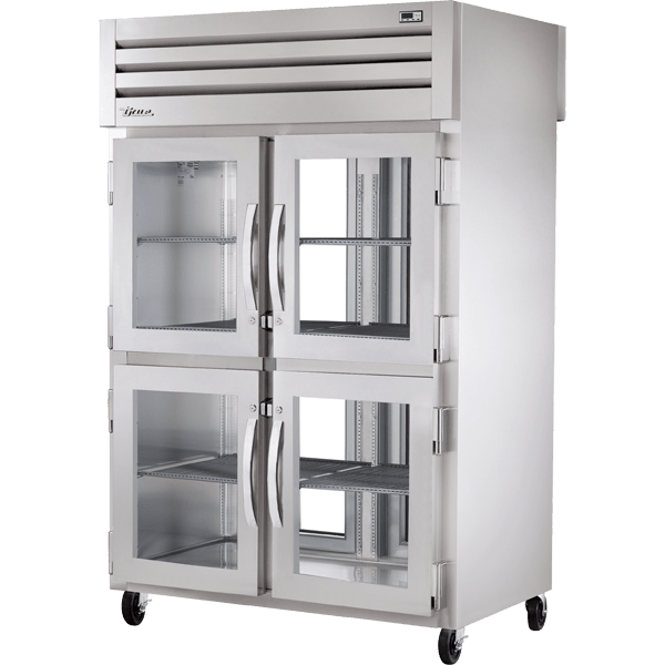 True STG2RPT-4HG-2G-HC 52 3/5" Two Section Pass Thru Refrigerator, Silver
