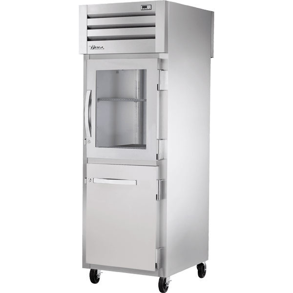 True STG1RPT-1HG/1HS-1S-HC 27 1/4" One Section Pass Thru Refrigerator, Silver