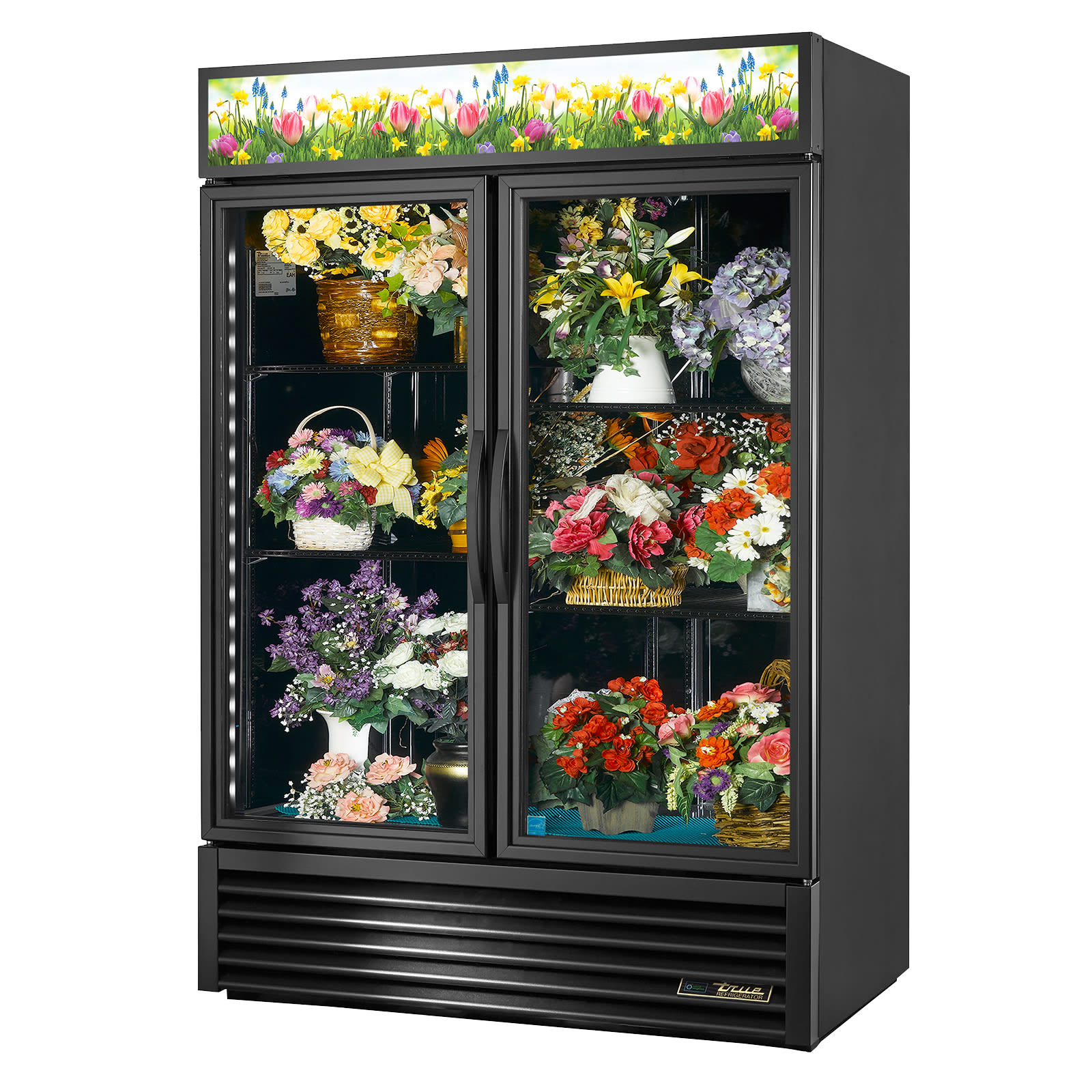 True GDM-49FC-HC~TSL01 54" Two Section Floral Merchandiser Black Powder Coated