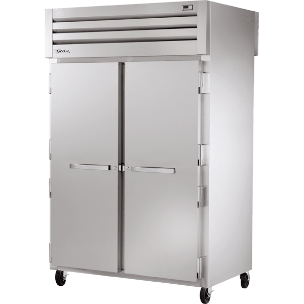 True STR2RPT-2S-2S-HC 52 3/5" Stainless Steel Two Section Pass Thru Refrigerator, Silver