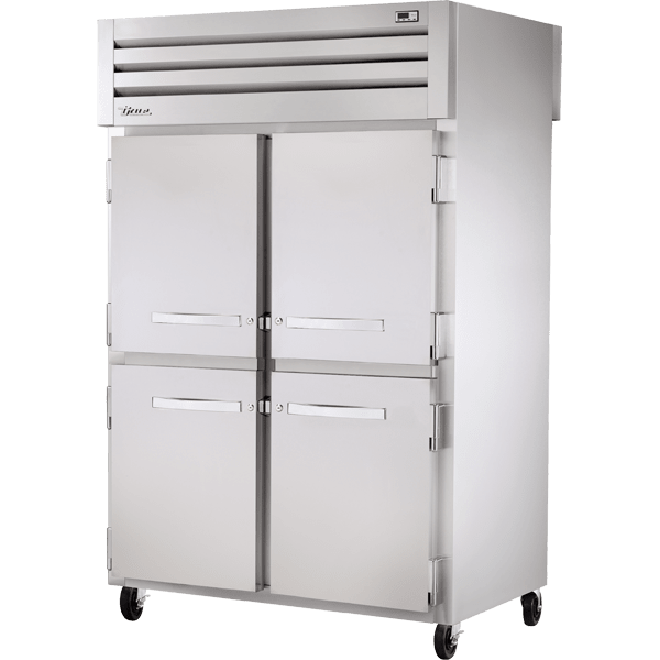 True STR2RPT-4HS-2S-HC 52 3/5" Stainless Steel Two Section Pass Thru Refrigerator, Silver