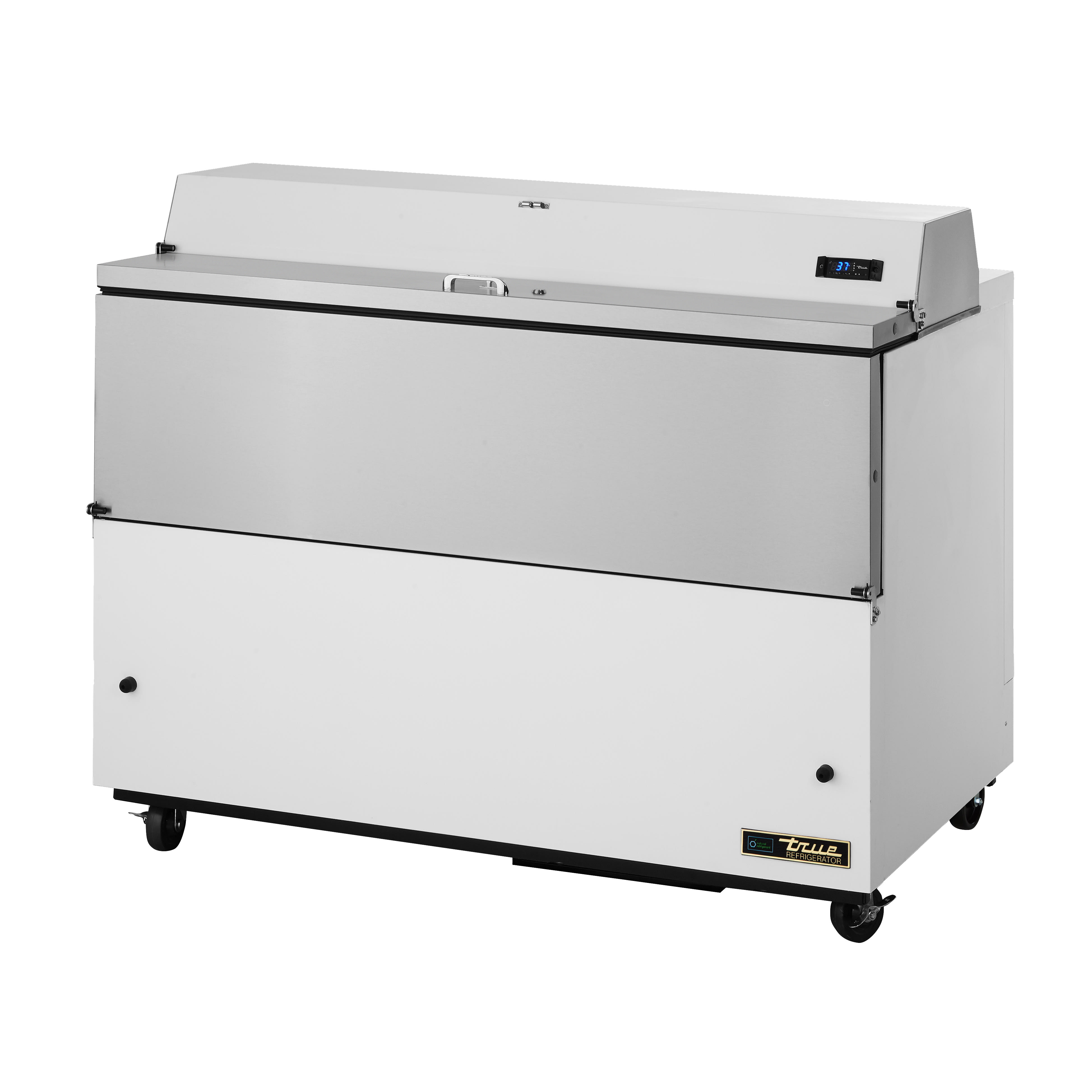 True TMC-58-SS-HC 58" Milk Cooler with White Powder Coated Exterior & Aluminum Interior