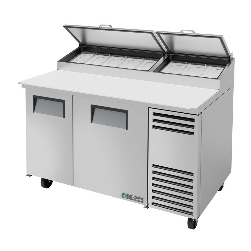 True TPP-AT-60-HC 60" Two Solid Door Pizza Prep Table With Refrigerated Base
