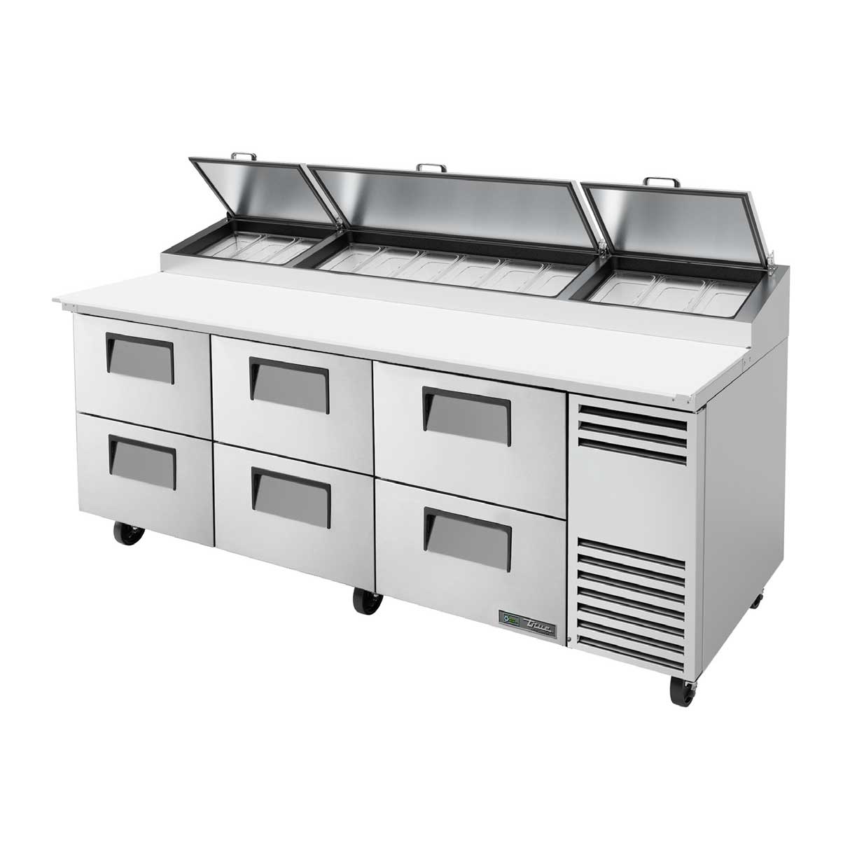 True TPP-AT2-93D-6-HC 93" Six Drawer Pizza Prep Table With Refrigerated Base