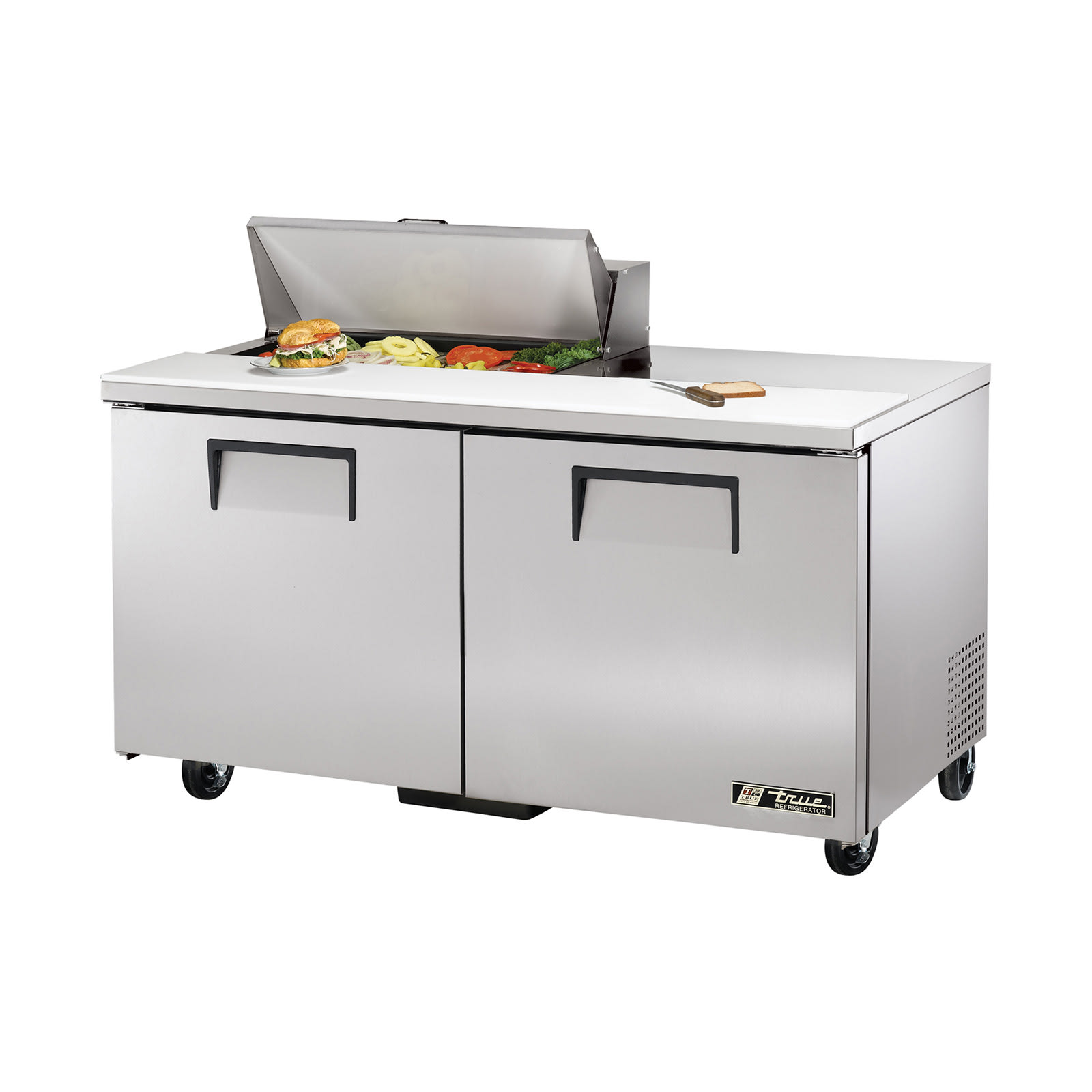 True TSSU-60-08-HC 60" Sandwich/Salad Prep Table With Two Solid Door Refrigerated Base