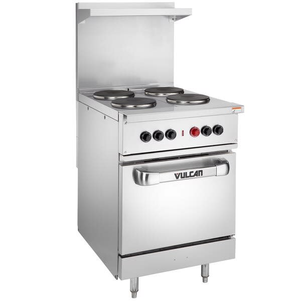 Vulcan EV24S-4FP240 24" Electric Restaurant Range, (4) 2.0 Kw French Hotplates With Standard Oven