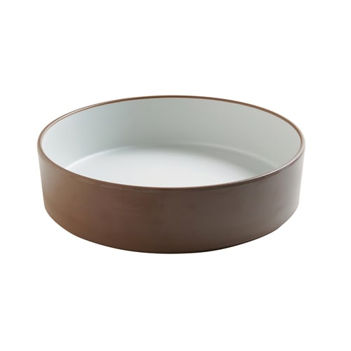 Cal-Mil 22013-10-89 Hudson 72 oz. Stoneware Brown and White Raise Rim Round Melamine Bowl