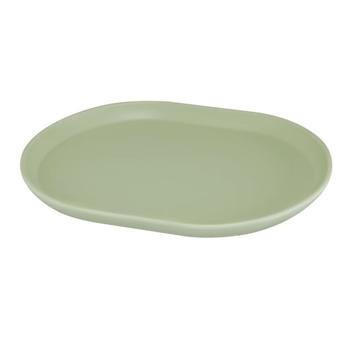Cal-Mil 22018-107 Hudson 14" x 11 1/4" Match Green Raised Rim Oval Melamine Platter