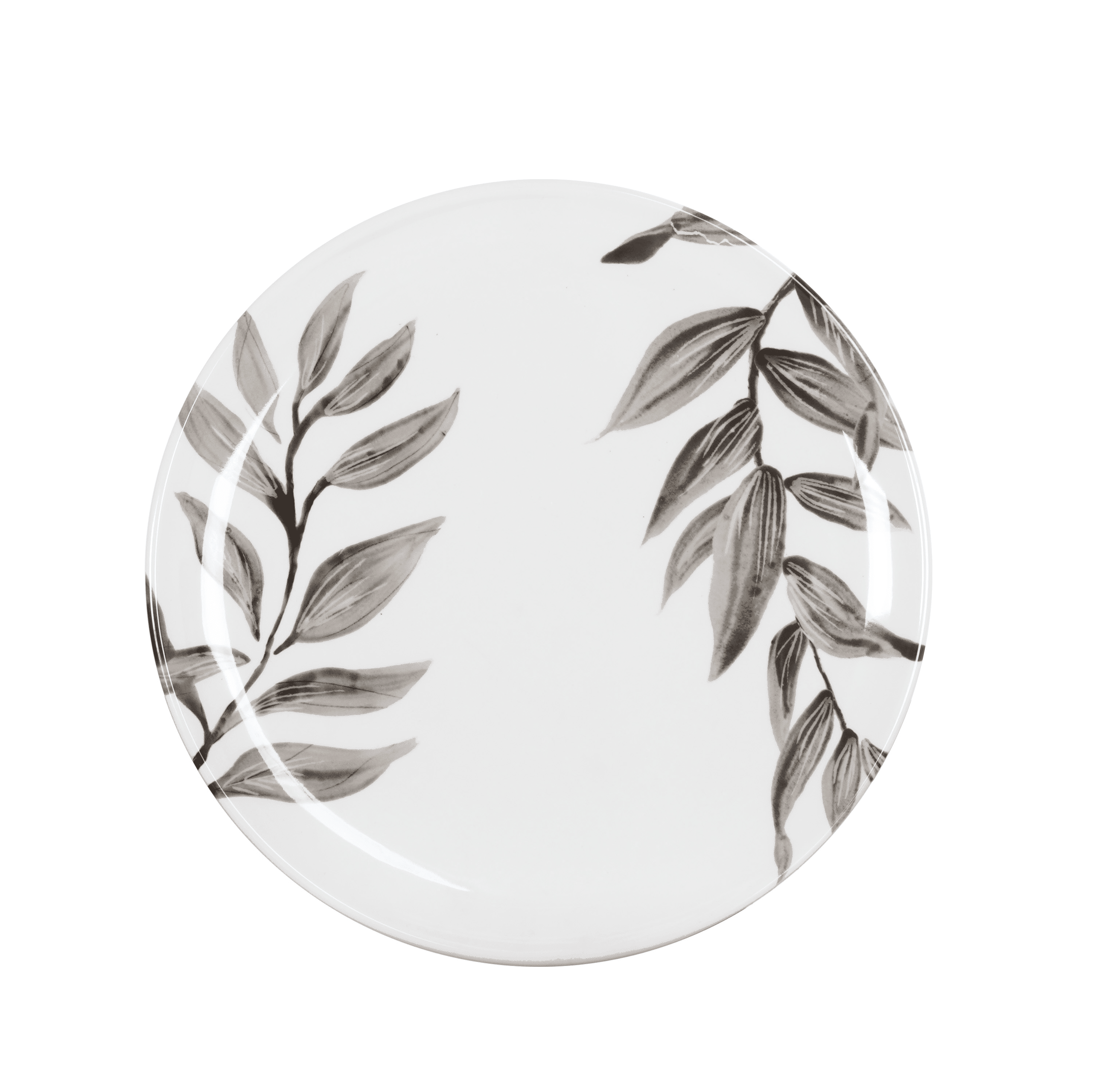 Cal-Mil 22351-10-118 Botanica 10 3/4" White and Black Round Melamine Plate